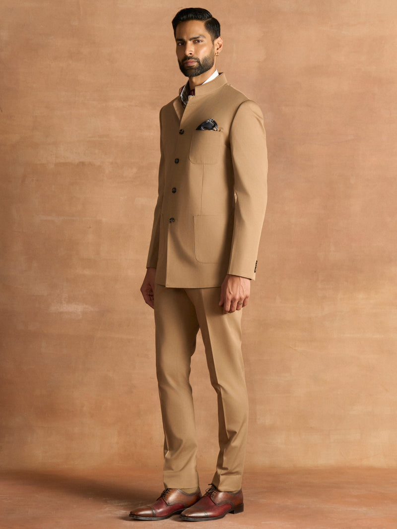 CLASSSIC KHAKI BANDHGALA SUIT