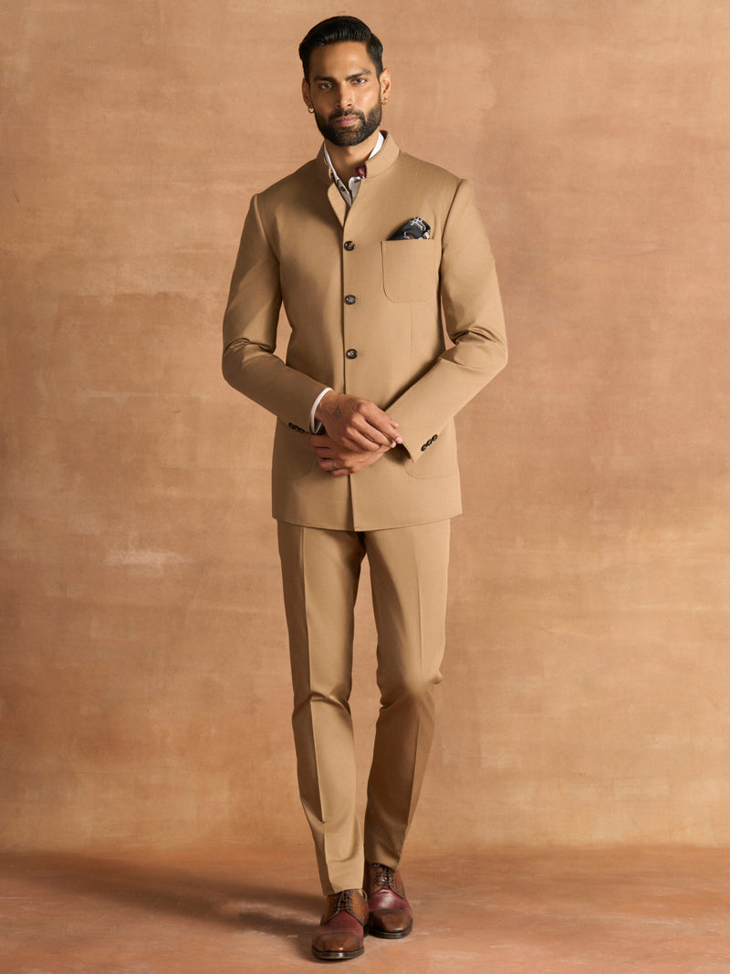 CLASSSIC KHAKI BANDHGALA SUIT