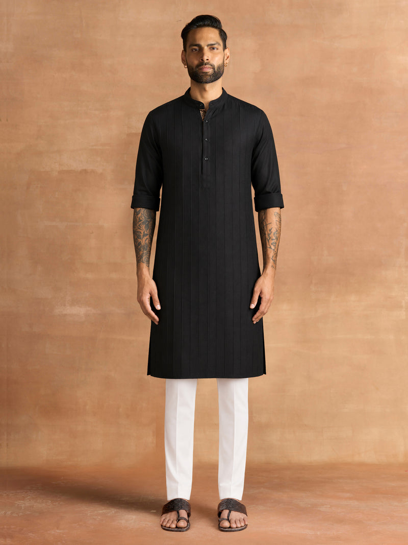 BLACK PINTUCK KURTA