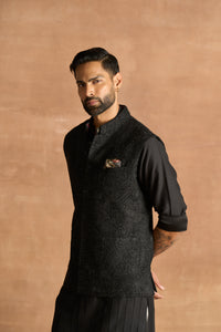 BLACK PINTUCK WAISTCOAT