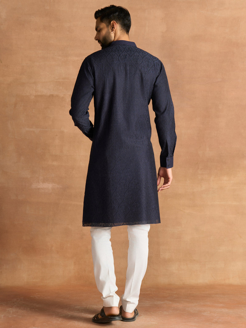 EMBROIDERED SILK KURTA