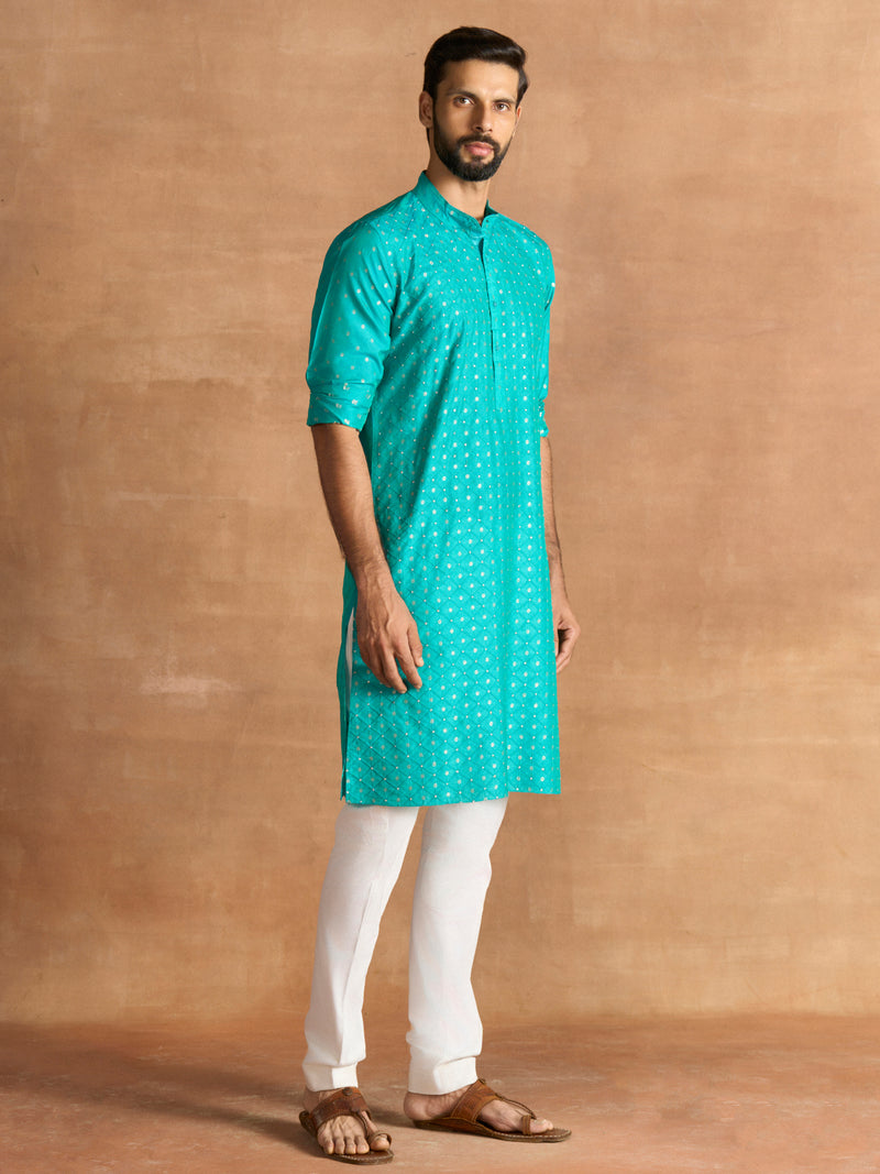 TURQUOISE FESTIVE KURTA