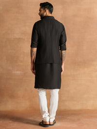 BLACK PINTUCK WAISTCOAT