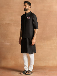 BLACK PINTUCK WAISTCOAT