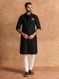 BLACK PINTUCK WAISTCOAT