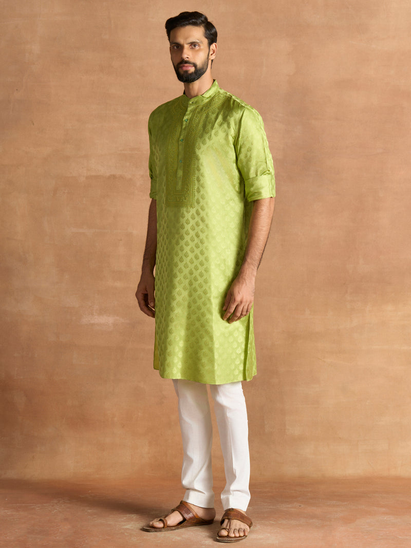 CELADON BROCADE KURTA