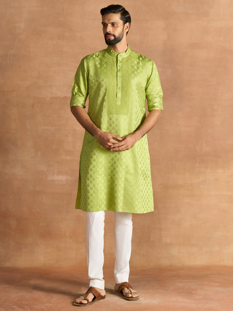 CELADON BROCADE KURTA