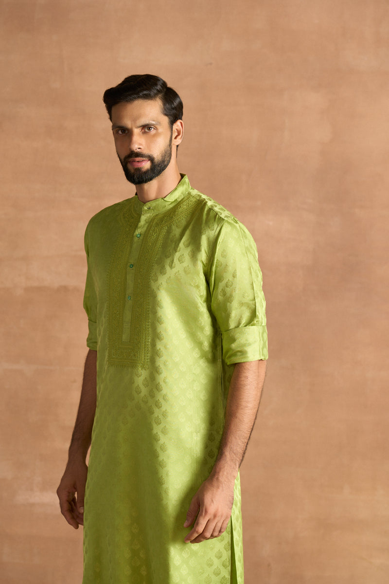 CELADON BROCADE KURTA