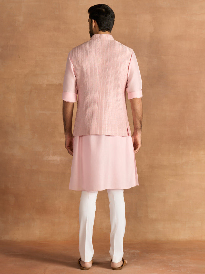 PINK SEQUIN DETAIL WAISTCOAT