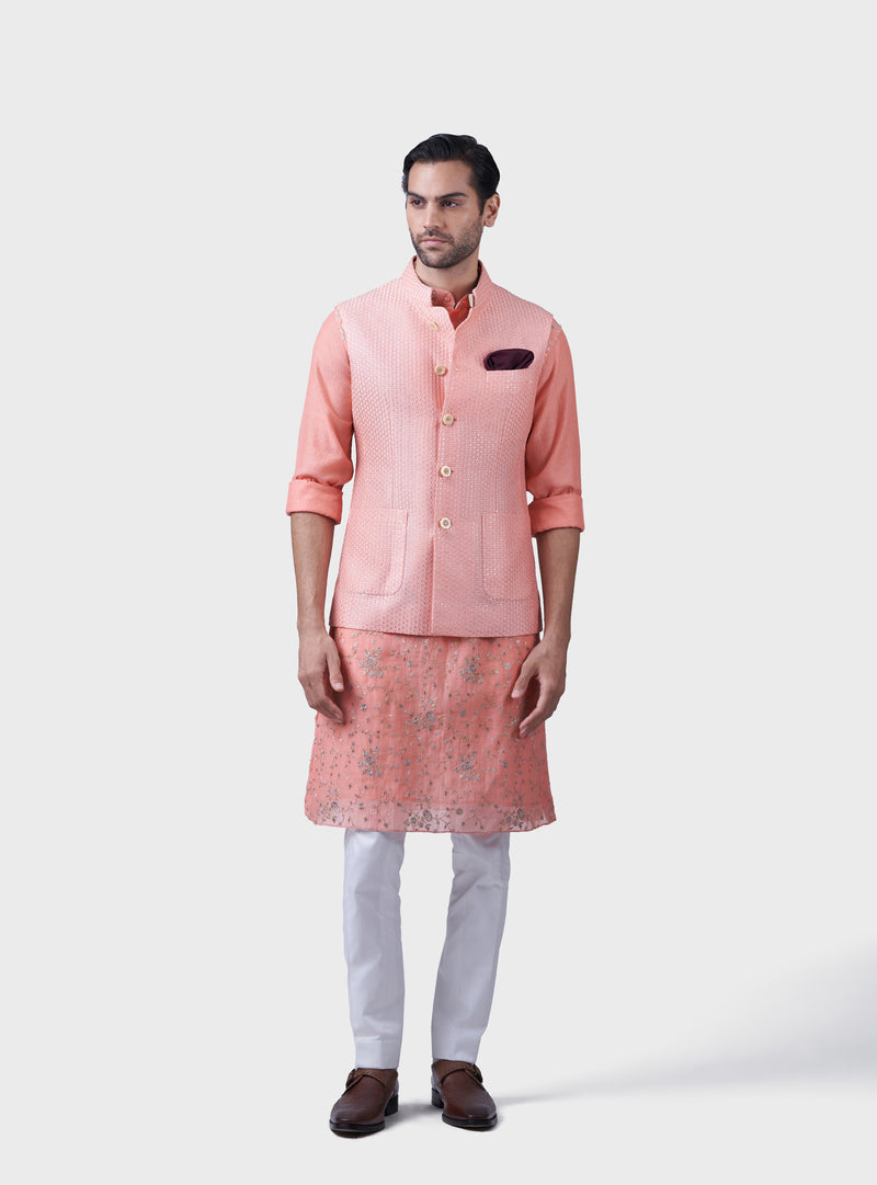 THE PEACH SPECKLED JACQUARD WAISTCOAT