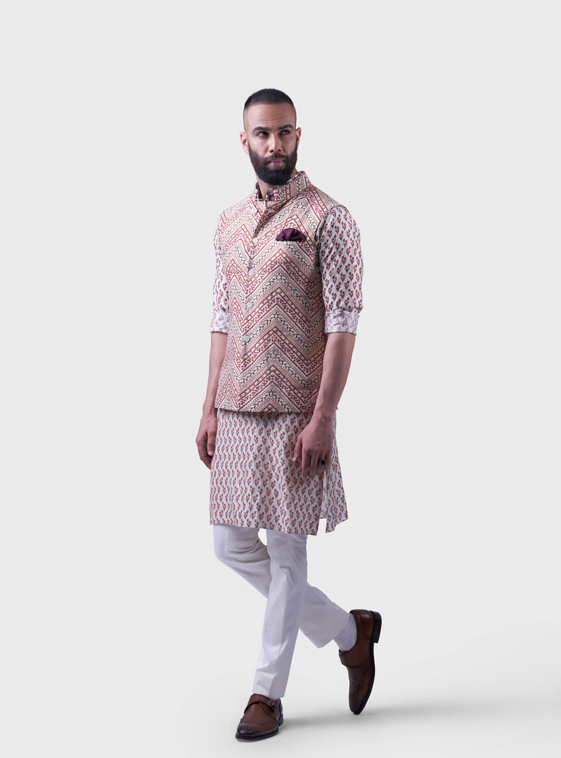 THE ZIG ZAG PRINTED MURAL WAISTCOAT