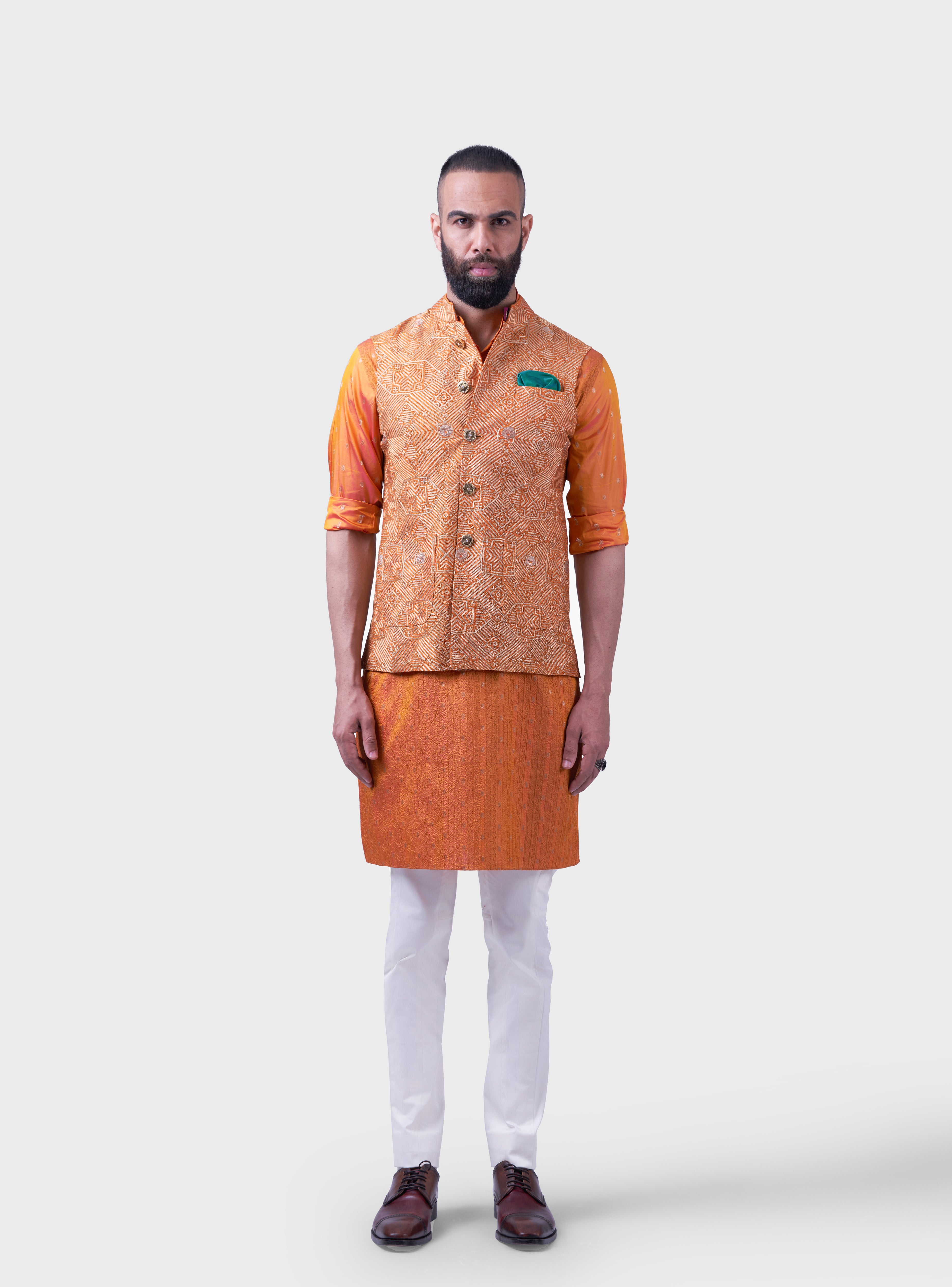 Mehndi Kurta & Waistcoat - Women Fashion 2023, - Waistcoat - 5050.pk