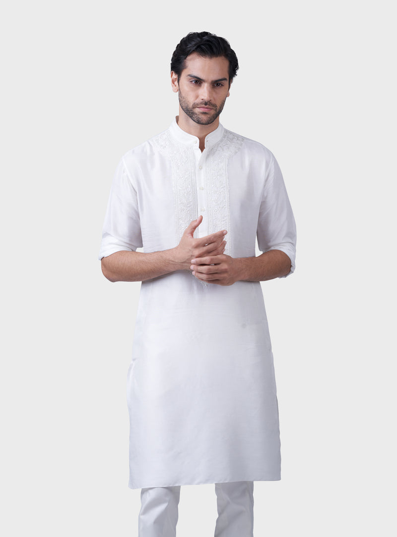 THE IVORY PATTI YOKE KURTA