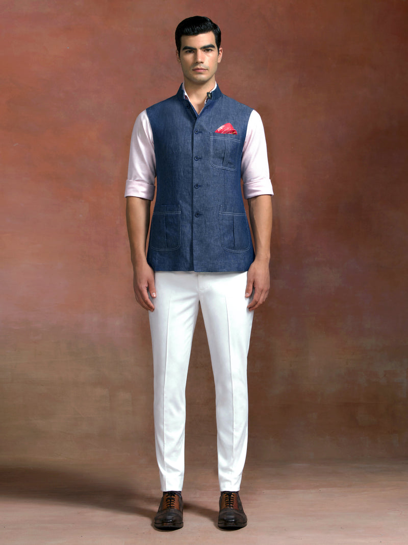 INDIGO LINEN VEST