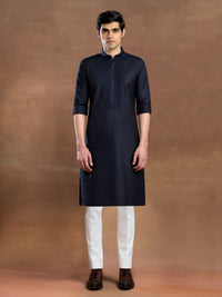 MIDNIGHT NAVY SILK KURTA