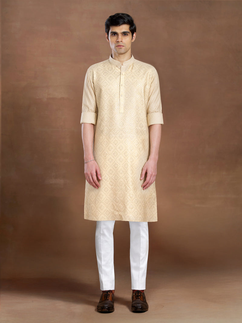 CHAMPAGNE LATTICE KURTA
