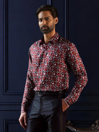 MAROON HERITAGE PRINT SHIRT
