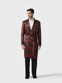 GUN PRINT QUILTED SILK ROBE