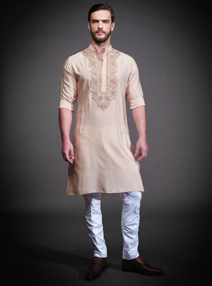 BEIGE COTTON SILK KURTA