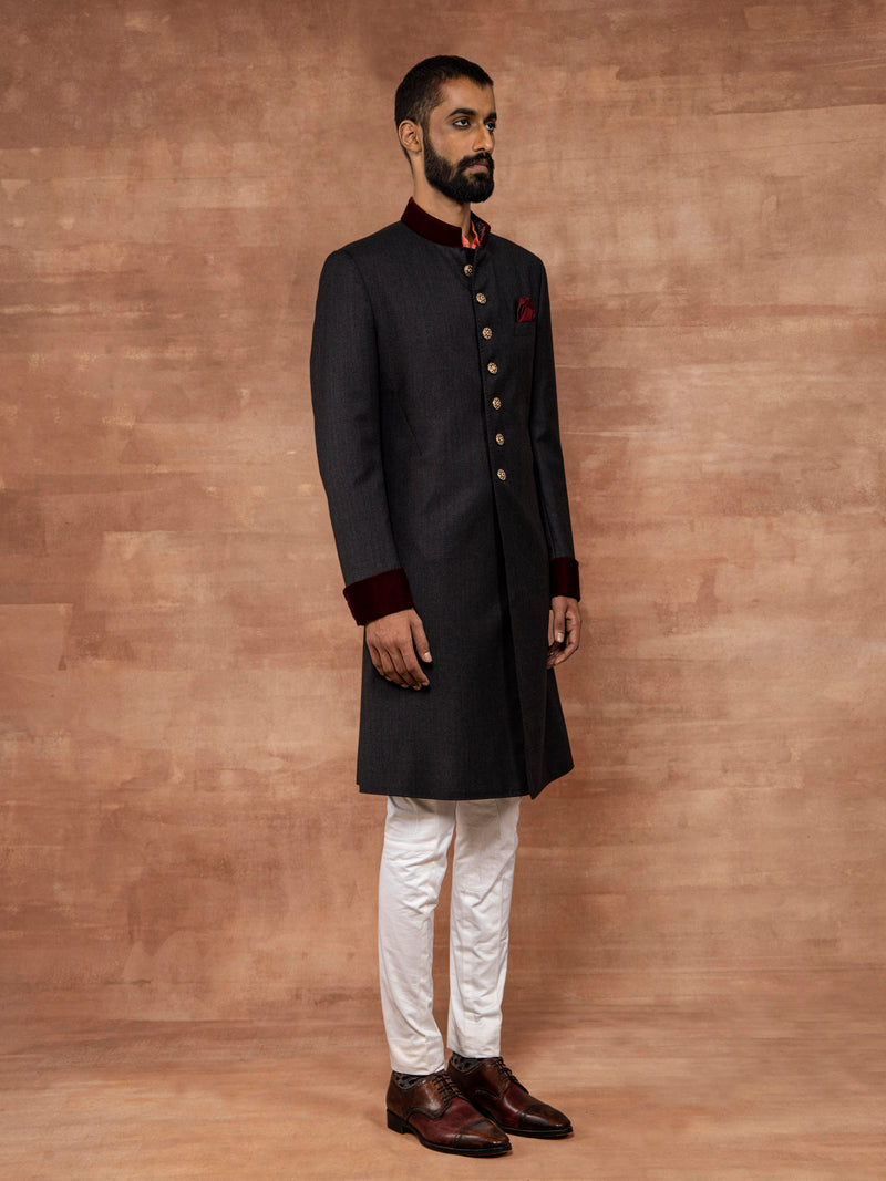 GRAY PINSTRIPE ACHKAN