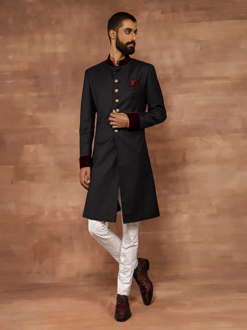 GRAY PINSTRIPE ACHKAN
