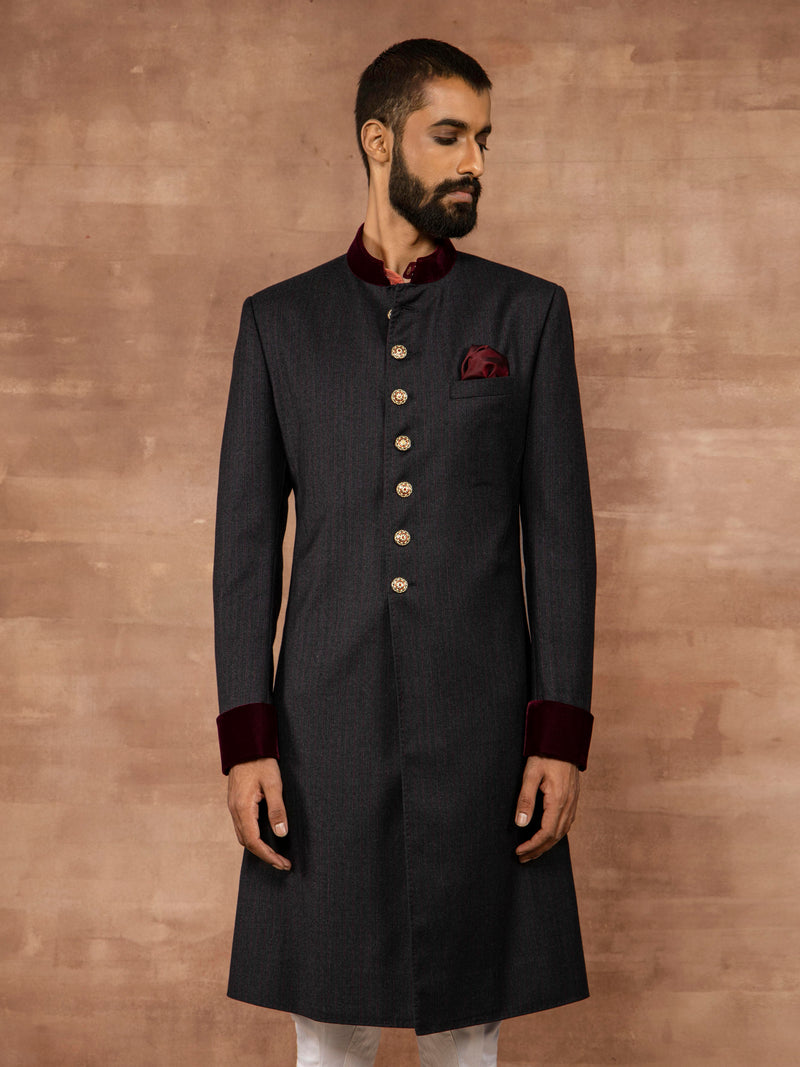 GRAY PINSTRIPE ACHKAN