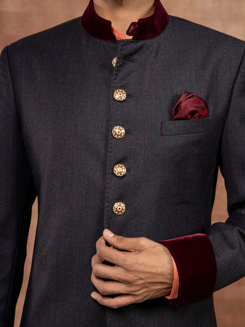 GRAY PINSTRIPE ACHKAN