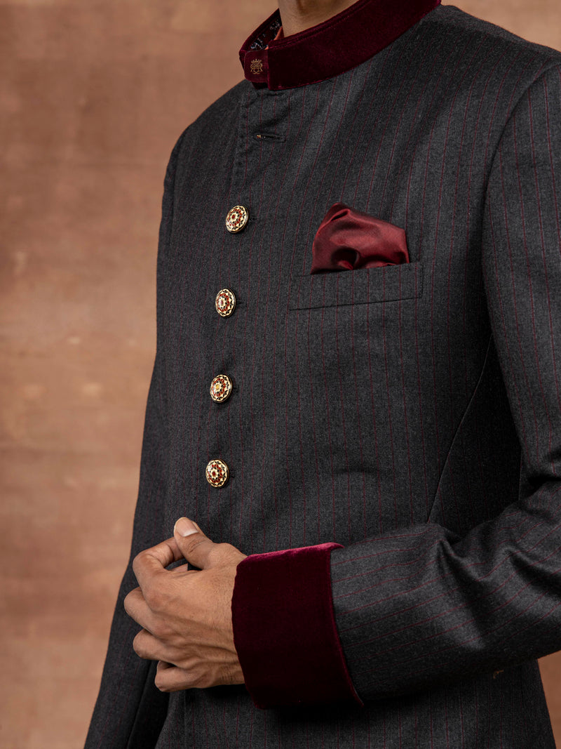 GRAY PINSTRIPE ACHKAN