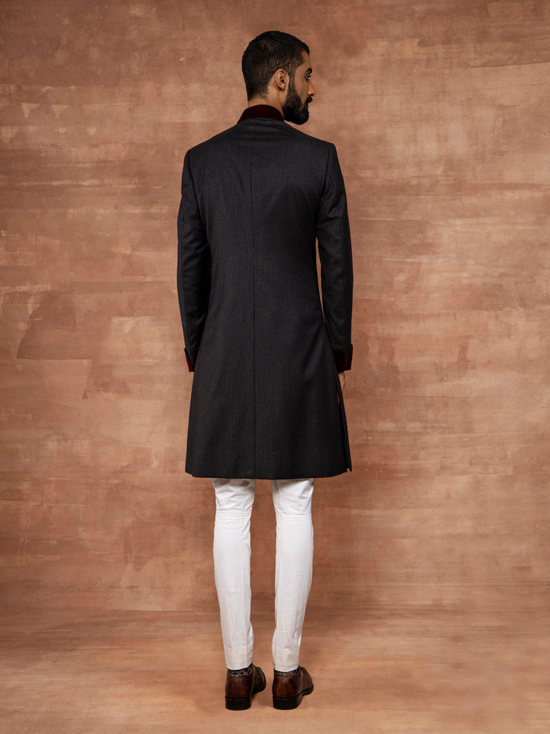 GRAY PINSTRIPE ACHKAN