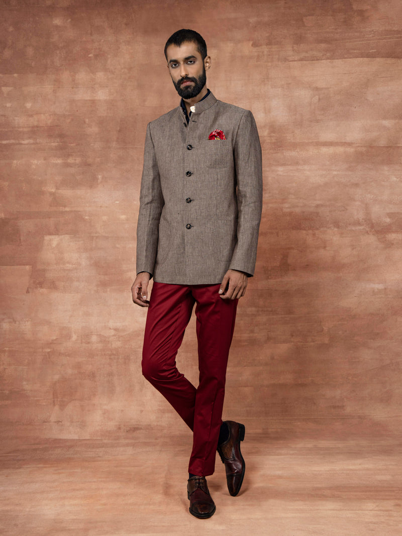 TAUPE BANDHGALA JACKET