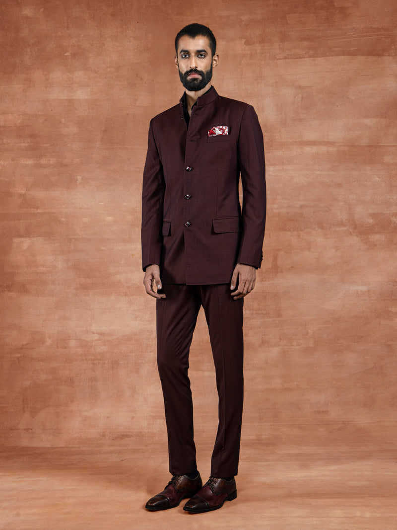 BORDEAUX BANDHGALA SUIT