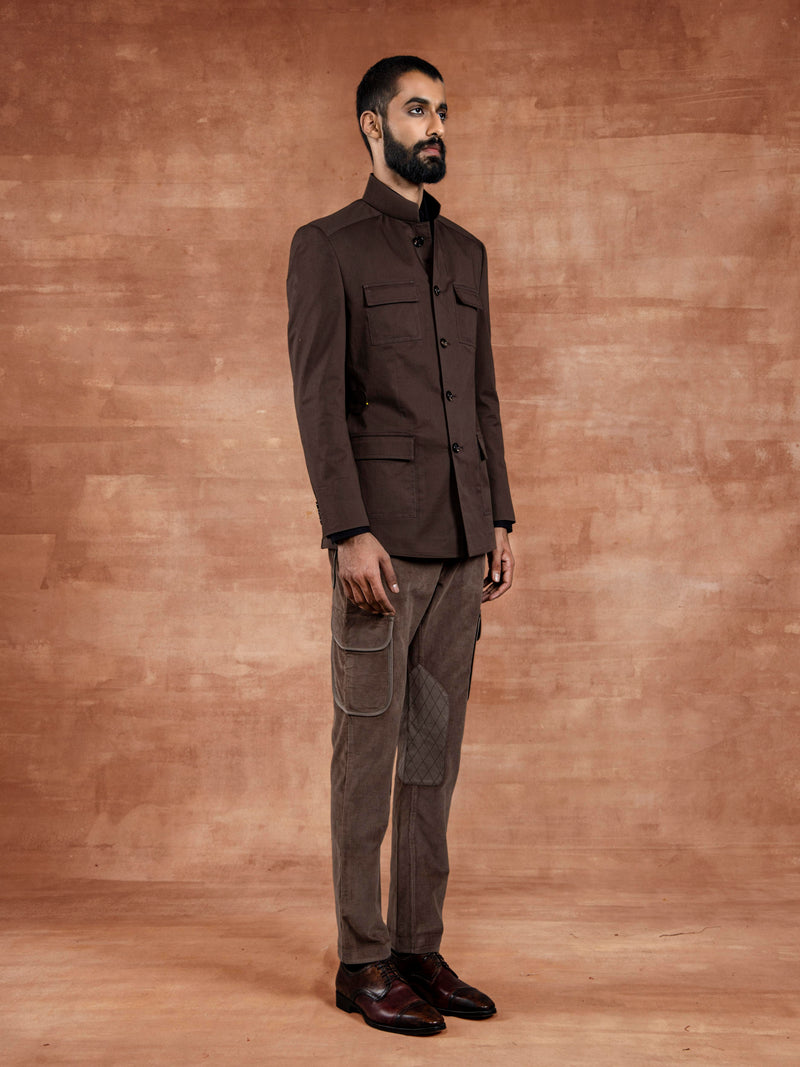 MILITARY OLIVE BANDHGALA JACKET