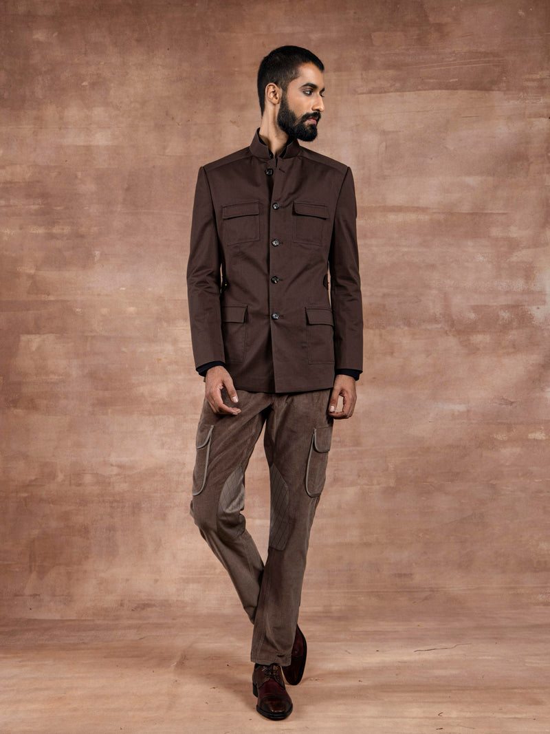 MILITARY OLIVE BANDHGALA JACKET