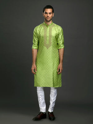 GREEN SILK KURTA