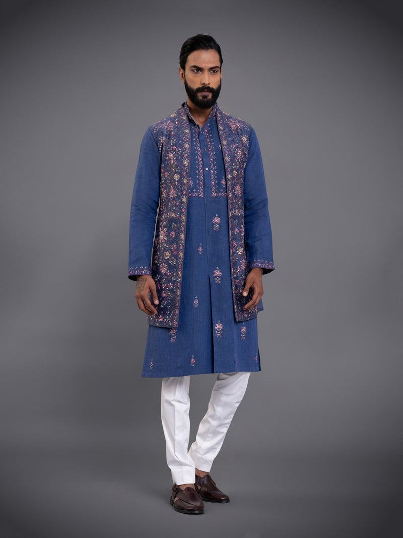 KASHMIR FIZA LONG OPEN WAISTCOAT