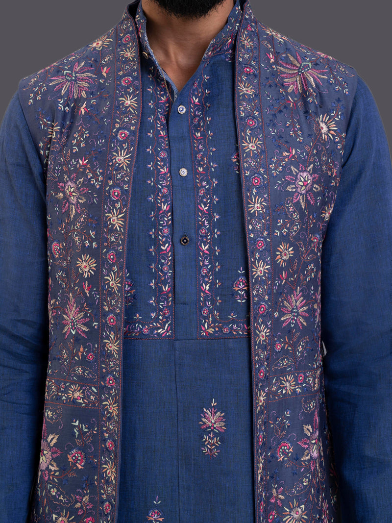 KASHMIR FIZA LONG OPEN WAISTCOAT