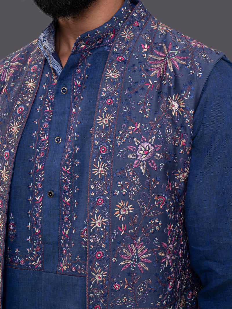 KASHMIR FIZA LONG OPEN WAISTCOAT