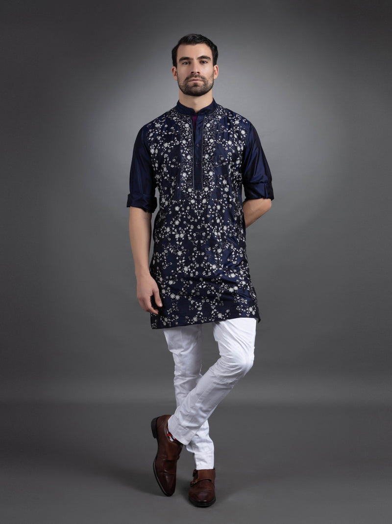 BLUE SILK KURTA