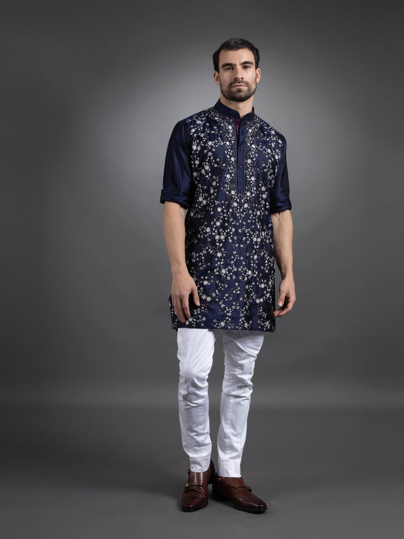BLUE SILK KURTA