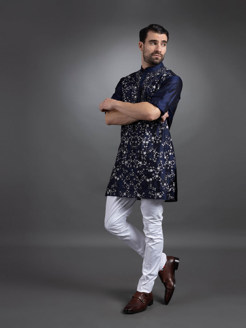 BLUE SILK KURTA