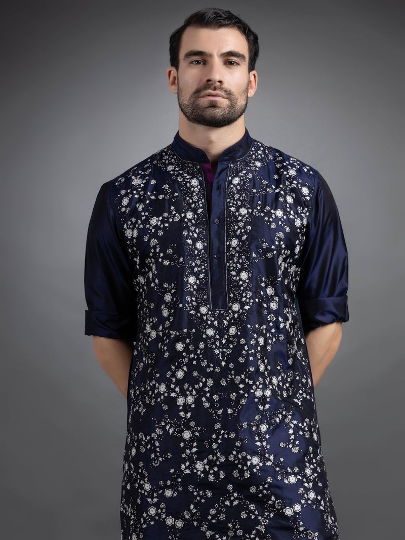 BLUE SILK KURTA