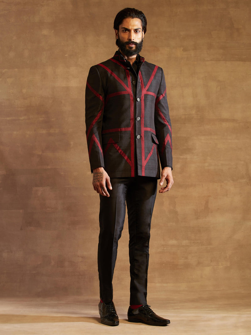 STRIPE BLOCK BANDHGALA