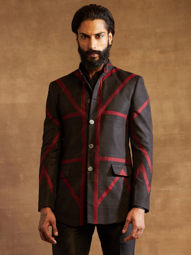 STRIPE BLOCK BANDHGALA