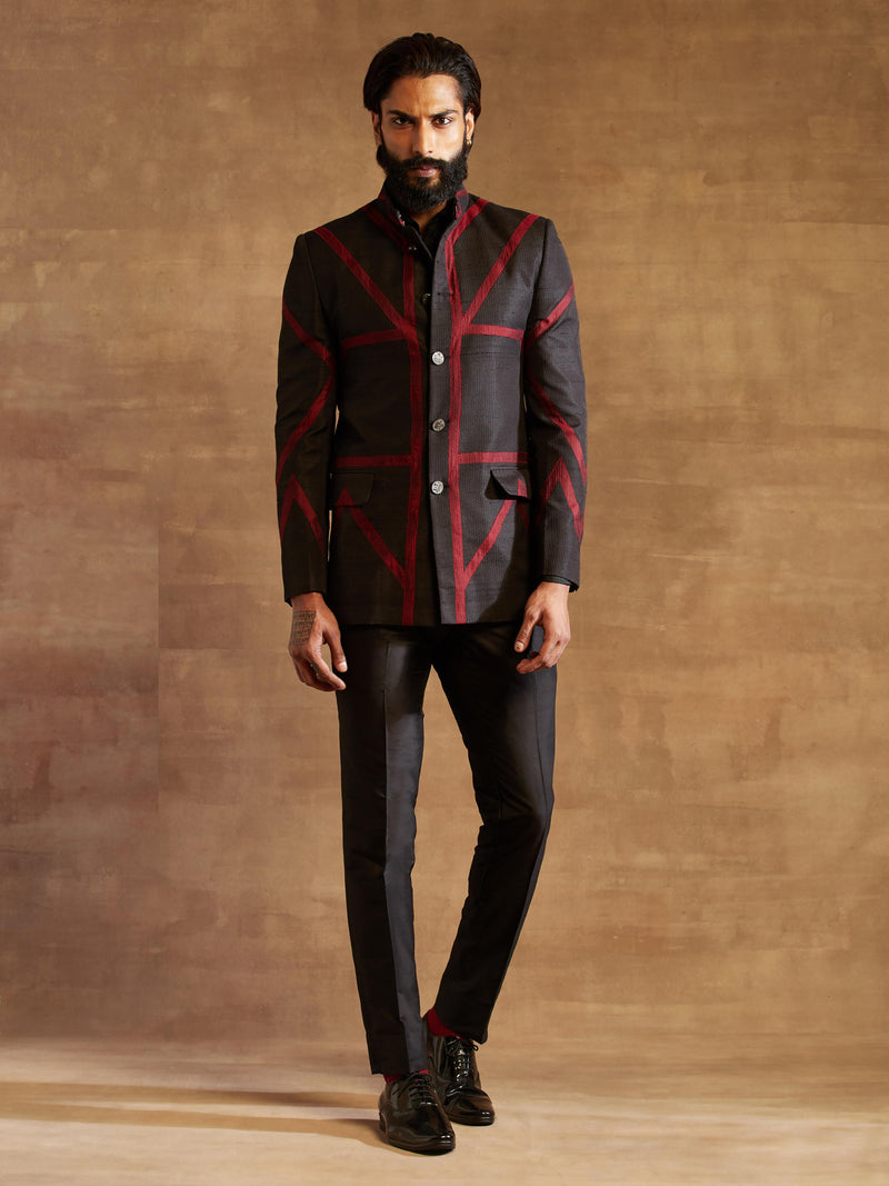STRIPE BLOCK BANDHGALA