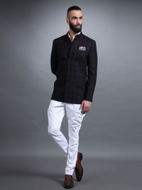 CHECKED COTTON BANDHGALA JACKET