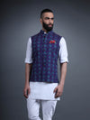 THE BLUE PRINTED COTTON WAISTCOAT