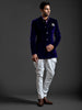 BLUE COTTON VELVET BANDHGALA JACKET