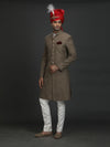 GOLD BEIGE SILK ACHKAN
