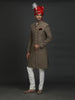 GOLD BEIGE SILK ACHKAN
