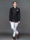 BLACK LINEN BANDHGALA JACKET